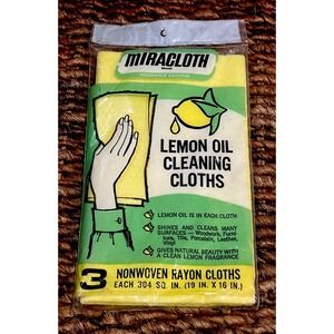 Miracloth Lemon Oil Cleaning Cloths 3 Pack Non-Woven Rayon 19"x16"‎ Vintage NOS!
